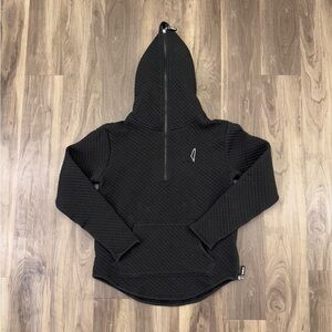 Pali Roots Large Mens Hoodie Kick Back Quilted Pullover Henley Zip black